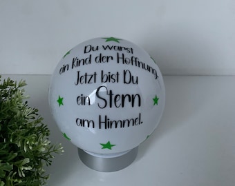 Solarleuchte-Solar Lampe-Grableuchte mit Spruch-Andenken an Sternenkind-individuelles Trauerlicht-personalisierbar mit Name-Grabschmuck Kind