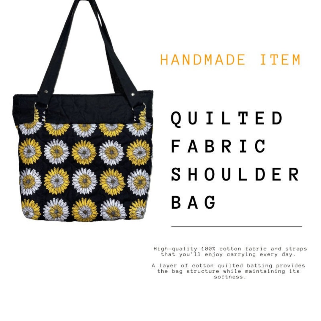 Quilted Fabric Shoulder Bag, Quilted Tote Bag, Tote Bag, Handbag With