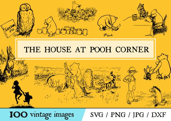 Vintage Winnie the Pooh House at Pooh Corner Clipart Svg, Png, Dxf