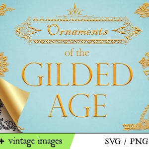 Edad dorada Vintage 1800s Elemento ornamental estilo victoriano Clipart Pack Svg, Png descarga instantánea de archivo vectorial