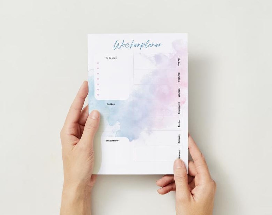 Wochenplan als Druckvorlage zum ausdrucken in A4 Hochformat zum
