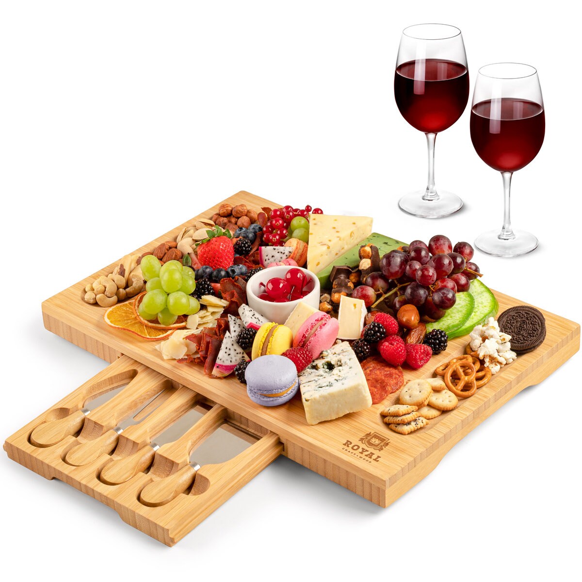 Unique Bamboo Cheese Board Set Charcuterie Platter and Etsy