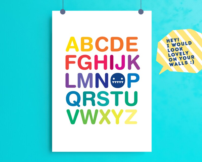 Alphabet Nursery Decor Printable Kids Wall Art Etsy UK
