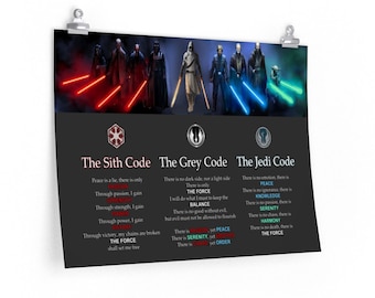 Star Wars – Sith and Jedi Code - Posters, Star Wars, Sith, Grey Jedi, Gift, Prints, Custom, Unique, Geek, Sith Empire, Jedi Order, Code