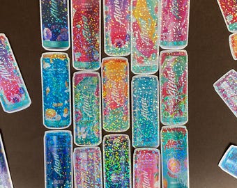 Trendy Girly Sparkly Energy Drink Stickers
