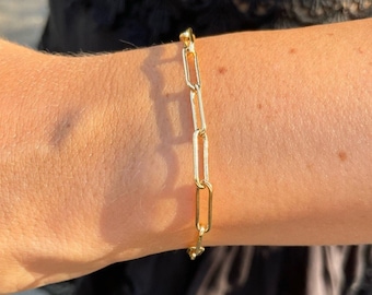 Gold Paperclip Chain Bracelet, Chunky Paperclip Bracelet