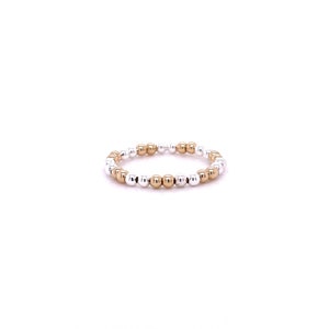 Ring met kralen afwisselend gemengd metaal in gold filled en sterlingzilver