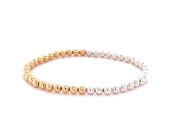 Half Gold and Half Silver Beaded Bracelet