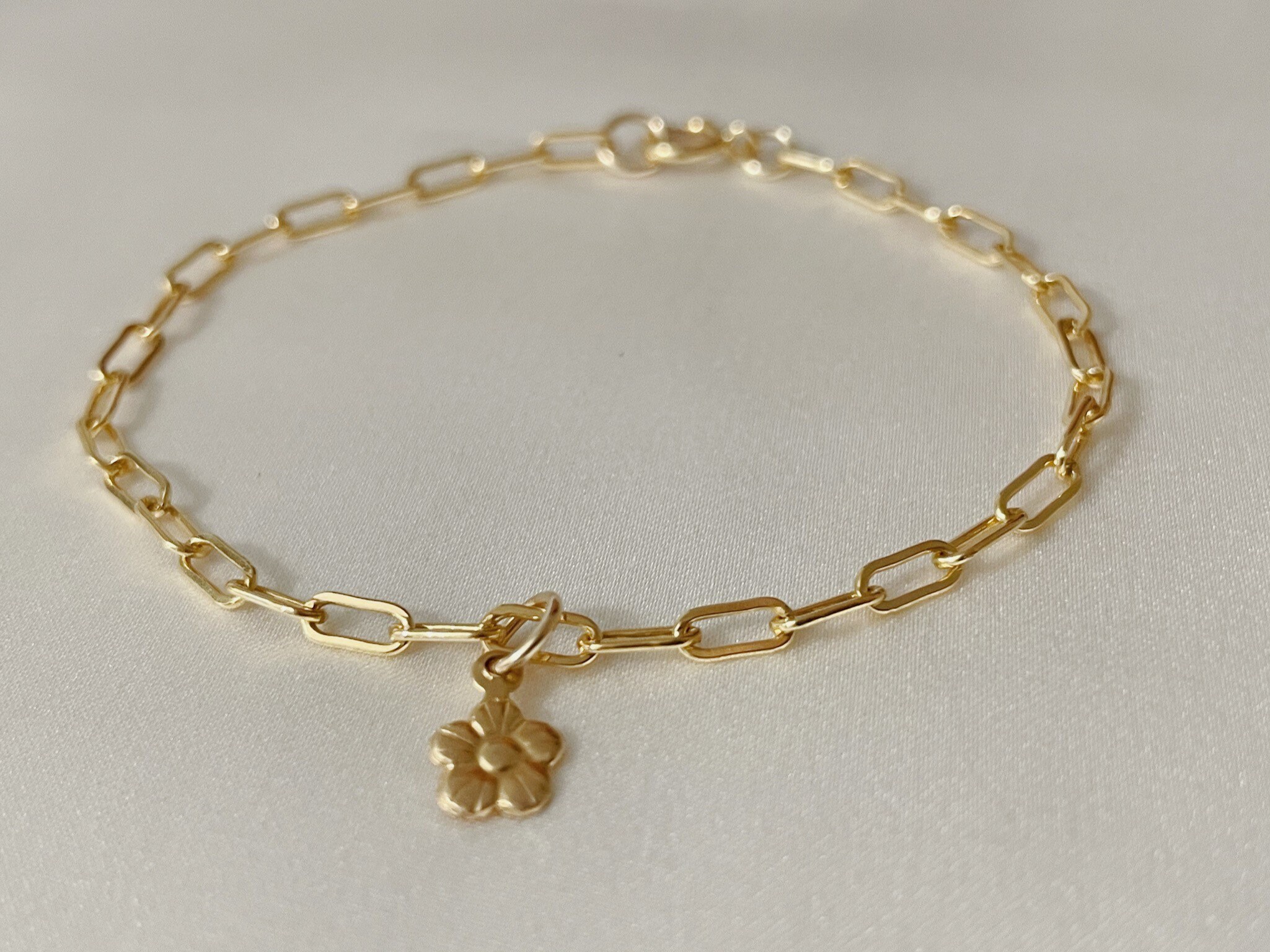 Paperclip Chain Bracelet /anklet in 14k Gold Fill With Charm Etsy