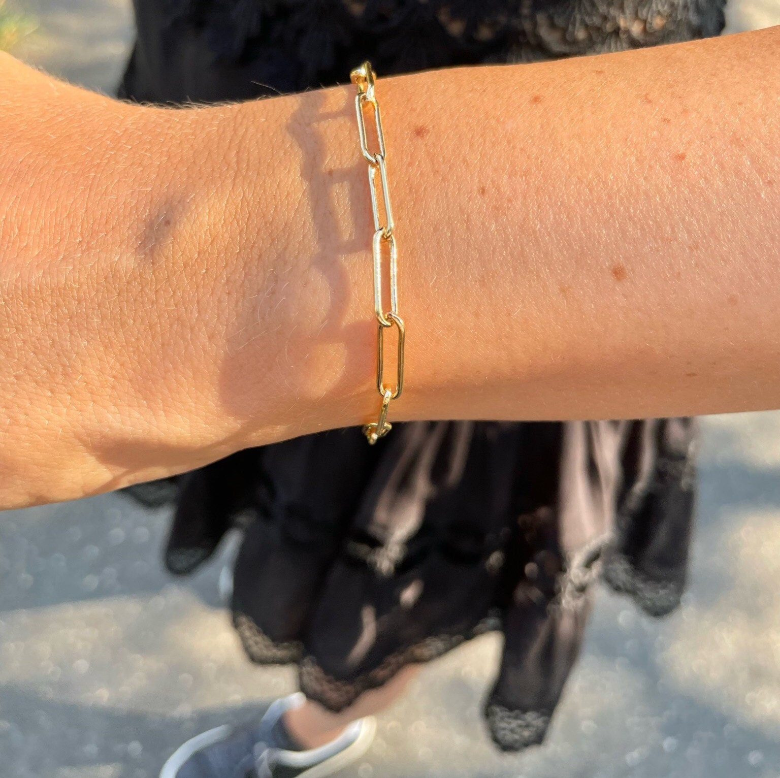 Gold Paperclip Chain Bracelet Chunky Paperclip Bracelet Etsy UK