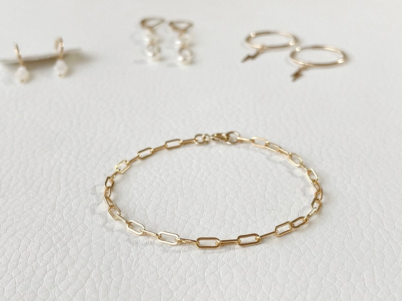 Paperclip Chain Bracelet /anklet in 14k Gold Fill With Charm Etsy
