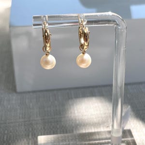 Pearl Huggie Hoop Earrings
