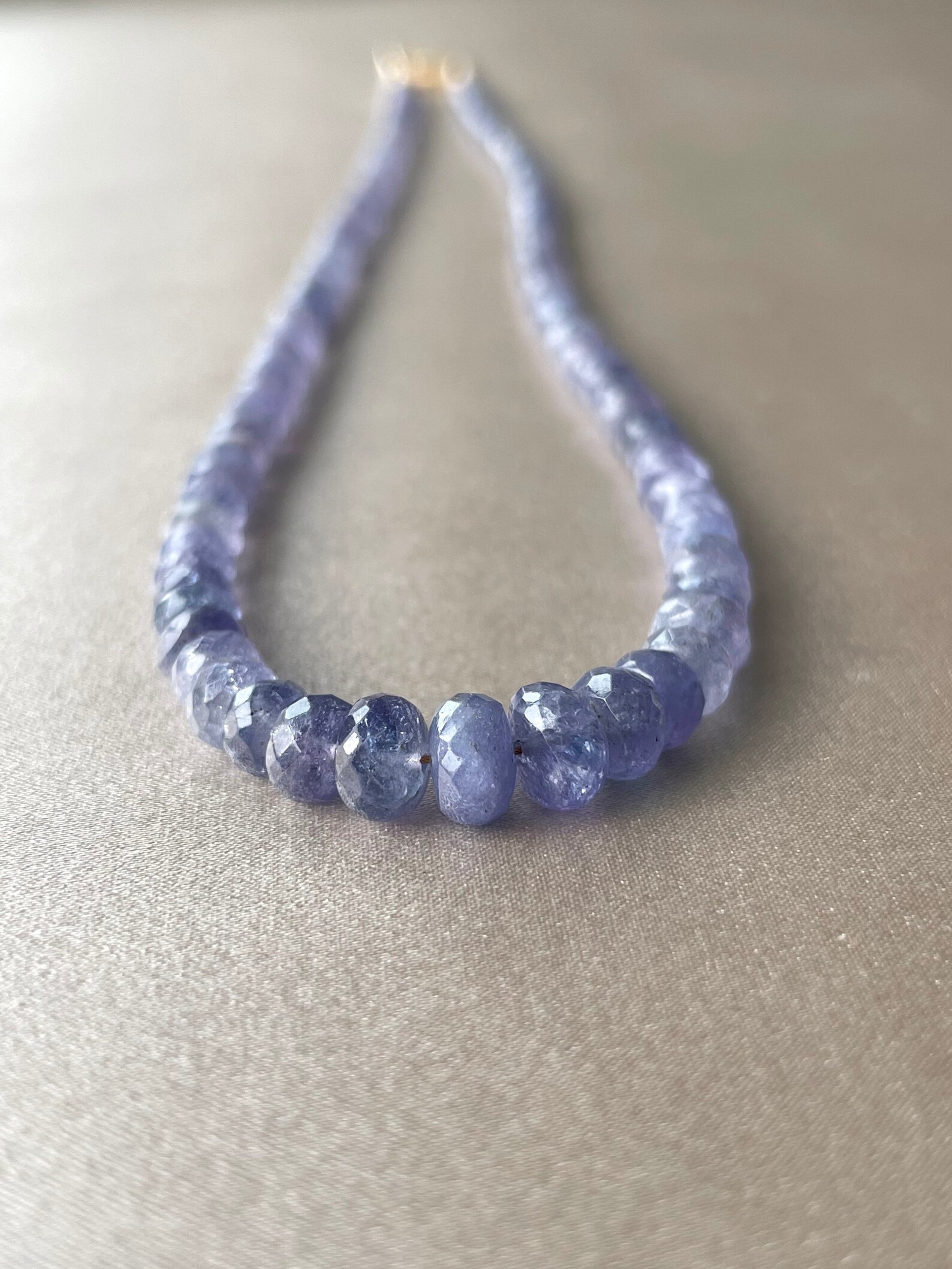 Tanzanite Beaded Necklace with 14k Gold Fill Clasp Graduated Etsy