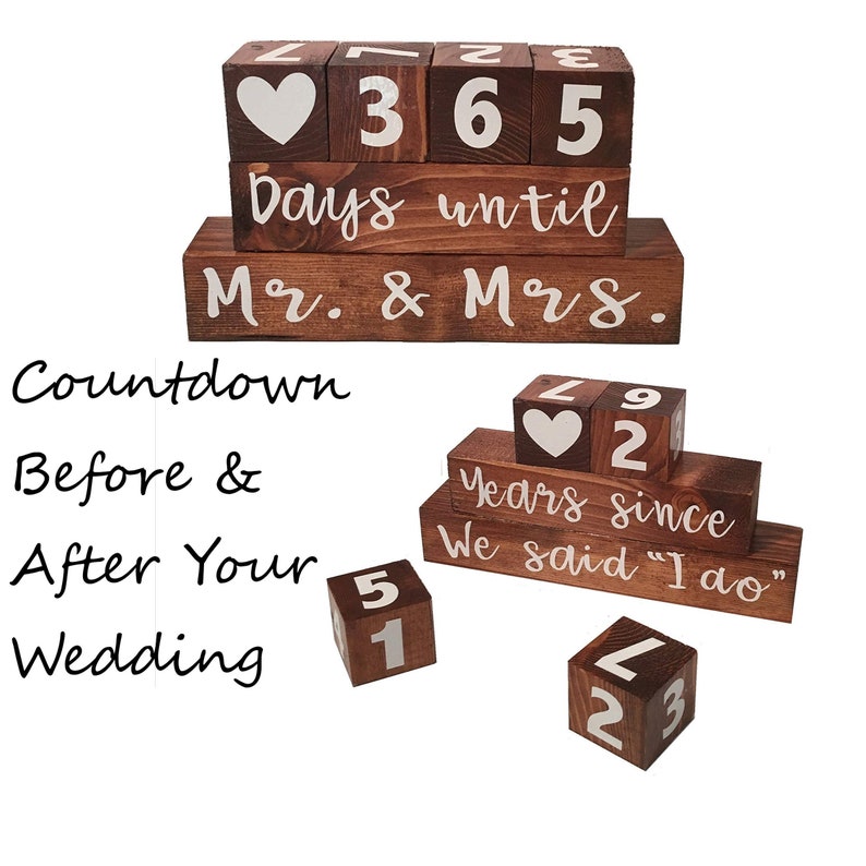 Wooden Block Wedding Day Countdown Calendar / Clock Etsy