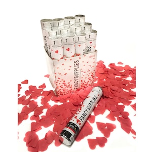 Red Heart Confetti Cannons Celebrate Party Poppers paper anniversary photo wedding confetti love photo model proposal engagement