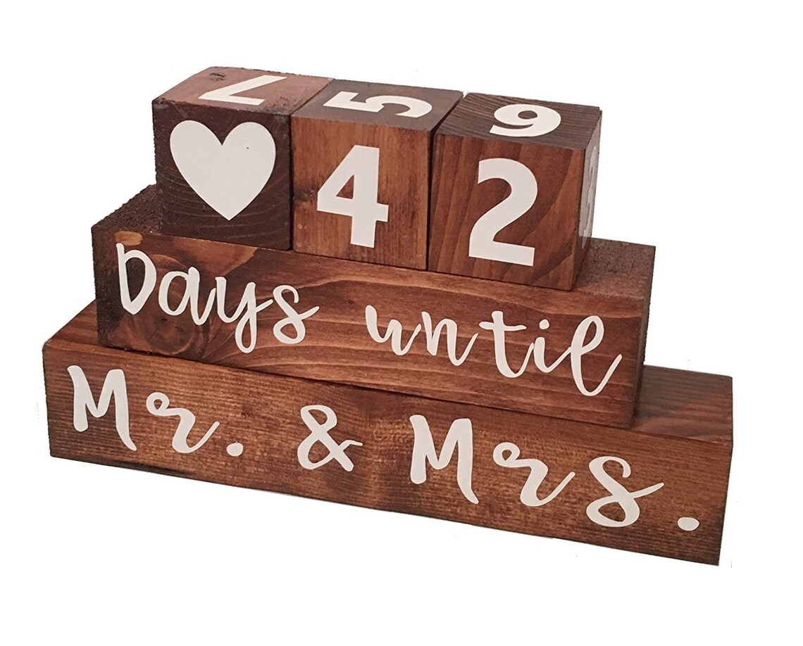 Wooden Block Wedding Day Countdown Calendar / Clock Etsy