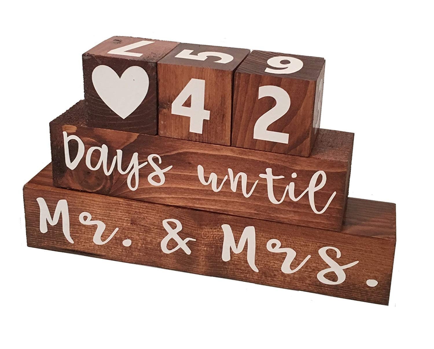 ER49764 6 PC Wooden Block Wedding Day Countdown Calendar Rustic Home for sale online 