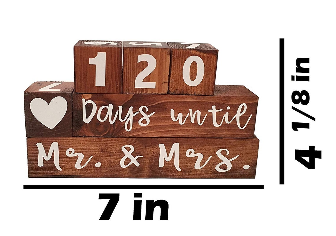 Wooden Block Wedding Day Countdown Calendar / Clock Etsy