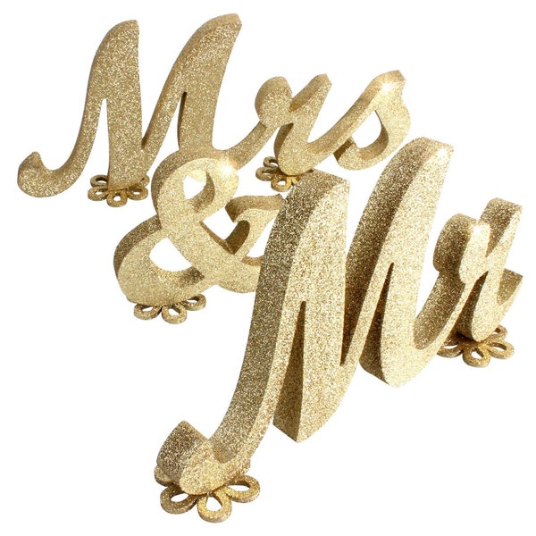 Mr and Mrs Sign Gold Wedding Decorations Newlyweds Wedding Head Table Centerpiece