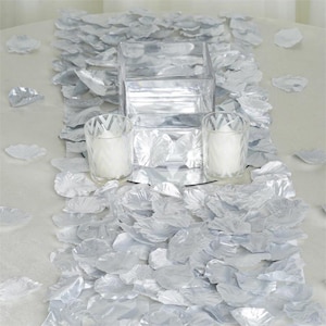Argent soie pétales de Rose pétales mariage Table célébration anniversaire décoration allée de Rose (200 pièces)