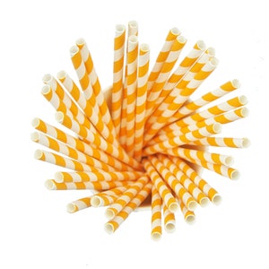 100 Piece Orange White Paper Drinking Straws biodegradable eco drink restaurants party straw tableware (100 Piece, 7.75" Orange/White)