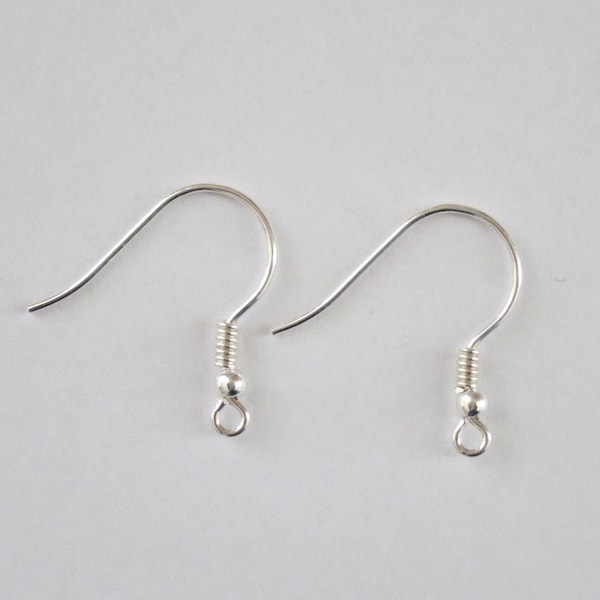 2 - 100 pc Solid Sterling Silver 925 French Coil Ball Earring Hooks