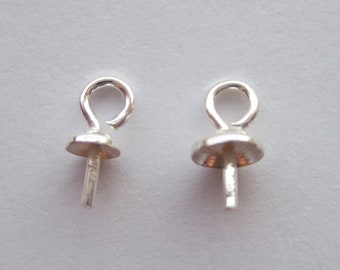 Connettore a cauzione per orecchino pendente in argento sterling massiccio 925 con risultati di coppe da 3, 4 mm Quantità diverse 1 2 5 10 20 50 100 pz