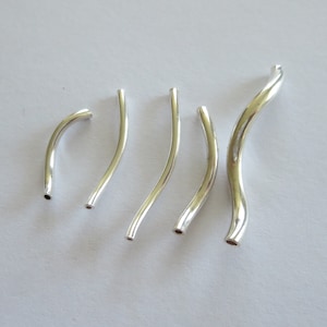 Solid Sterling Silver 925 Curved Tube Spacer Findings Different Sizes And Quantities