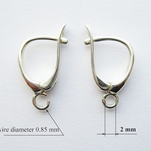 2 100 pc Solid Sterling Silver 925 leverback earring hooks image 3