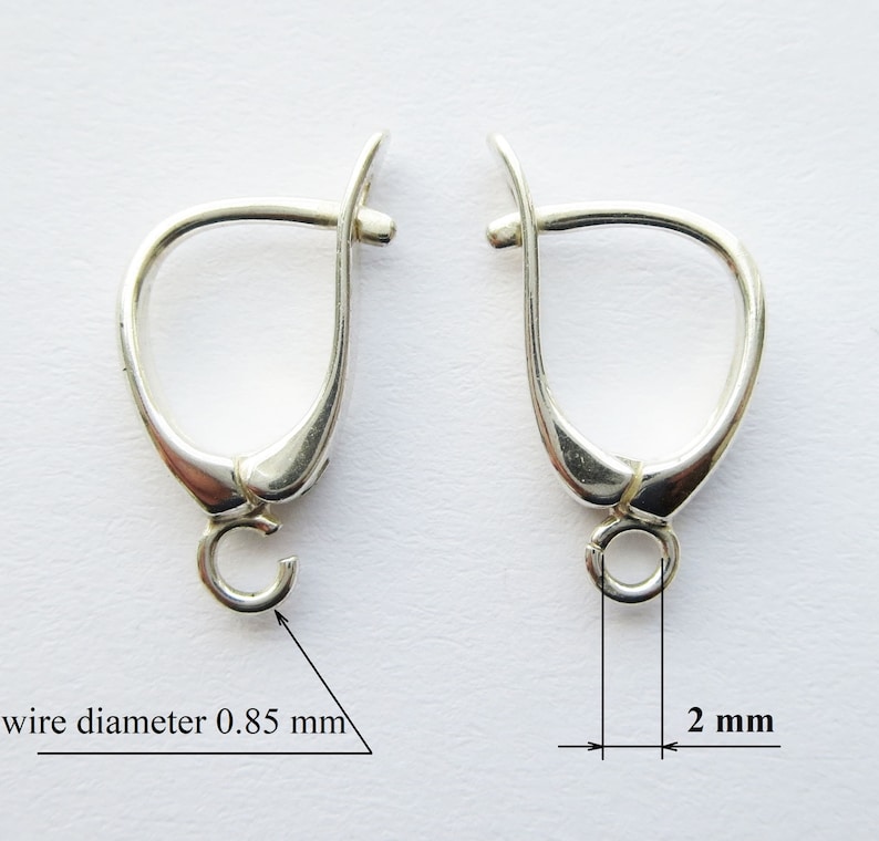 2 100 pc Solid Sterling Silver 925 leverback earring hooks image 3