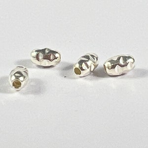 3 x 4.5 mm Oval Olive Crushed Bead Spacer Findings Sterling Silver 925
