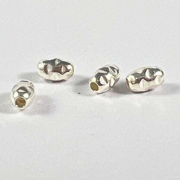 3 x 4,5 mm Ovale Olive Concassée Permeur Trouvés Argent Sterling 925