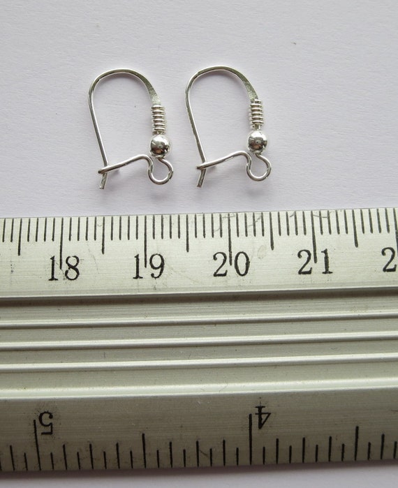 4 Sterling Silver Earring Hook 4 Pcs (2 pairs) 925K Silver Earring Wire  Findings (20mm) G30005