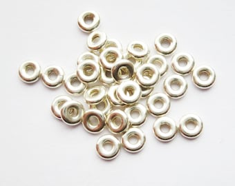 Perles rondes en argent sterling 925 massif, rondelles d'espacement, tore, 3,5 mm