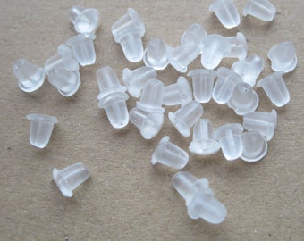 100 Pcs Silicone Earring Stoppers Clutch Backs  Stoppers, Earrings Rubber Gum Elastic Findings Ear Nuts