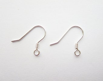 French Coil Earring Hooks EarWire Solid Sterling Silver 925 Different Quantities 2 - 100 pc