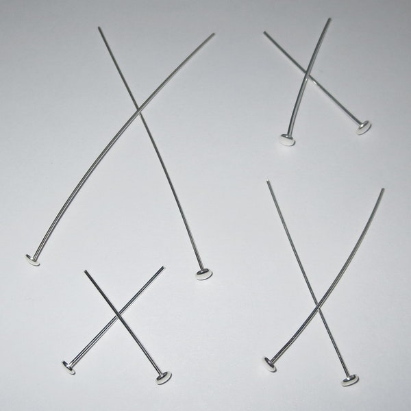 Flat Headpins Findings Different Sizes And Quantities Sterling Silver 925