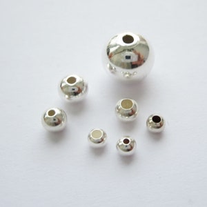 10 - 300 pc Solid Sterling Silver 925 Seamless 2 , 3 , 4 , 5 , 9 mm Round Ball Spacer Findings Different Sizes And Quantities