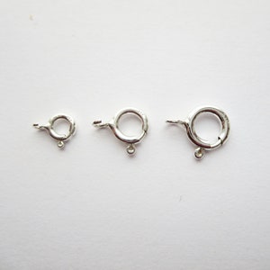 6 , 8 , 10 mm Solid Sterling Silver 925 Round Spring Clasp With Open Ring Findings Different Sizes And Quantities 1 100 pc image 1