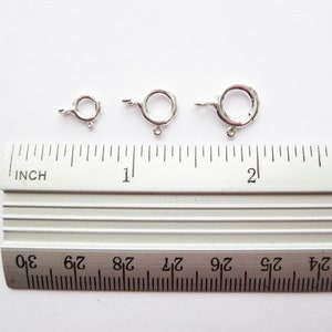 6 , 8 , 10 mm Solid Sterling Silver 925 Round Spring Clasp With Open Ring Findings Different Sizes And Quantities 1 100 pc image 3