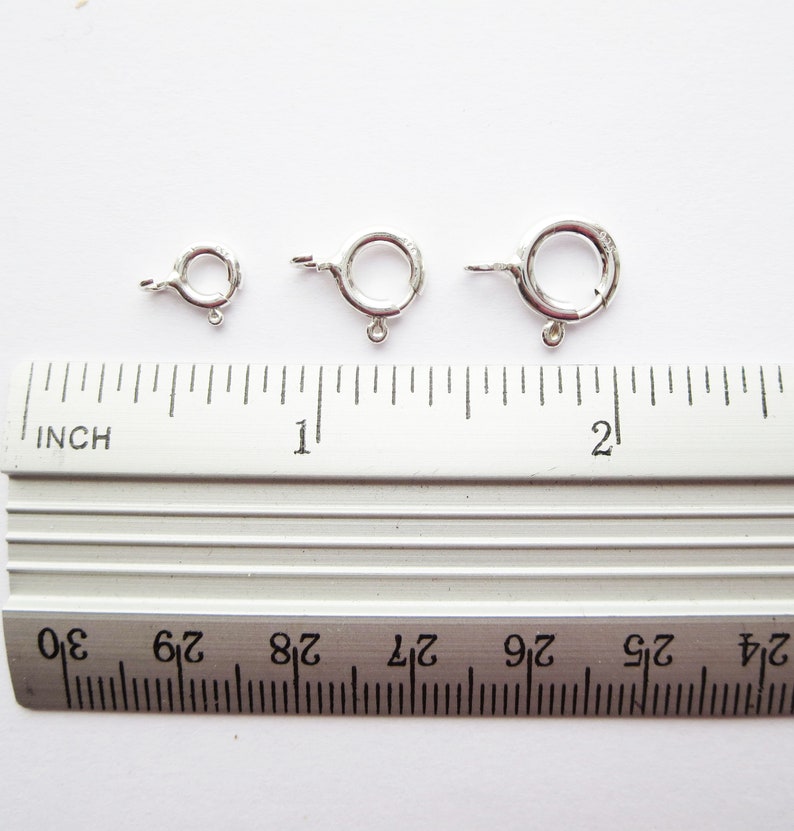 6 , 8 , 10 mm Solid Sterling Silver 925 Round Spring Clasp With Open Ring Findings Different Sizes And Quantities 1 100 pc image 3