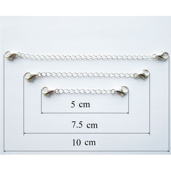 3 mm Anker Chain Extender With 2 Lobster 9 mm Clasps Solid Sterling Silver 925 For Necklaces Bracelets Anklets