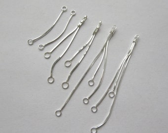 2 - 20 pezzi di orecchini in argento sterling massiccio 925 con connettore a catena a serpente singolo doppio triplo collegamento