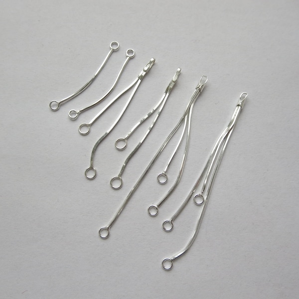 2 - 20 pc Solid Sterling Silver 925 Earring Single Double Triple Link Snake Chain Connector Finding