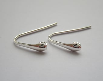 Solid Sterling Silver 925 French Wire Earring Hooks 20 x 15 x 3.5 mm