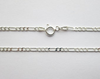 Collier chaîne Figaro concave 2 mm en argent sterling massif 925, jauge 060