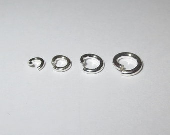 5 - 100 pièces en argent sterling massif 925 rond 3, 4, 5, 6 mm Anneau de saut ouvert, différentes tailles et quantités