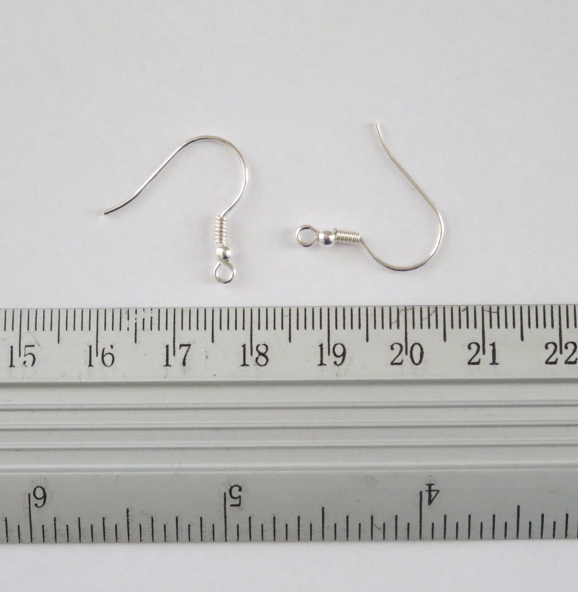 100 Pieces French Wire Earring Hooks / Ball & Coil Findings - Sterling Silver Tone (STST)