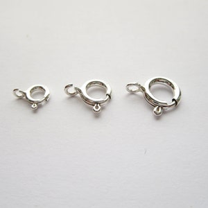 6 , 8 , 10 mm Solid Sterling Silver 925 Round Spring Clasp With Open Ring Findings Different Sizes And Quantities 1 100 pc image 2