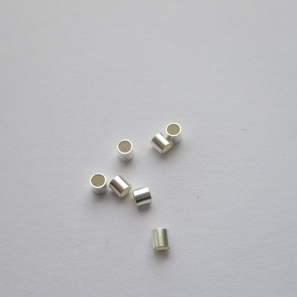 2 x 2 mm en argent sterling massif 925 tube à sertir entretoise bouchon perles résultats bijoux 50, 100, 300 pc